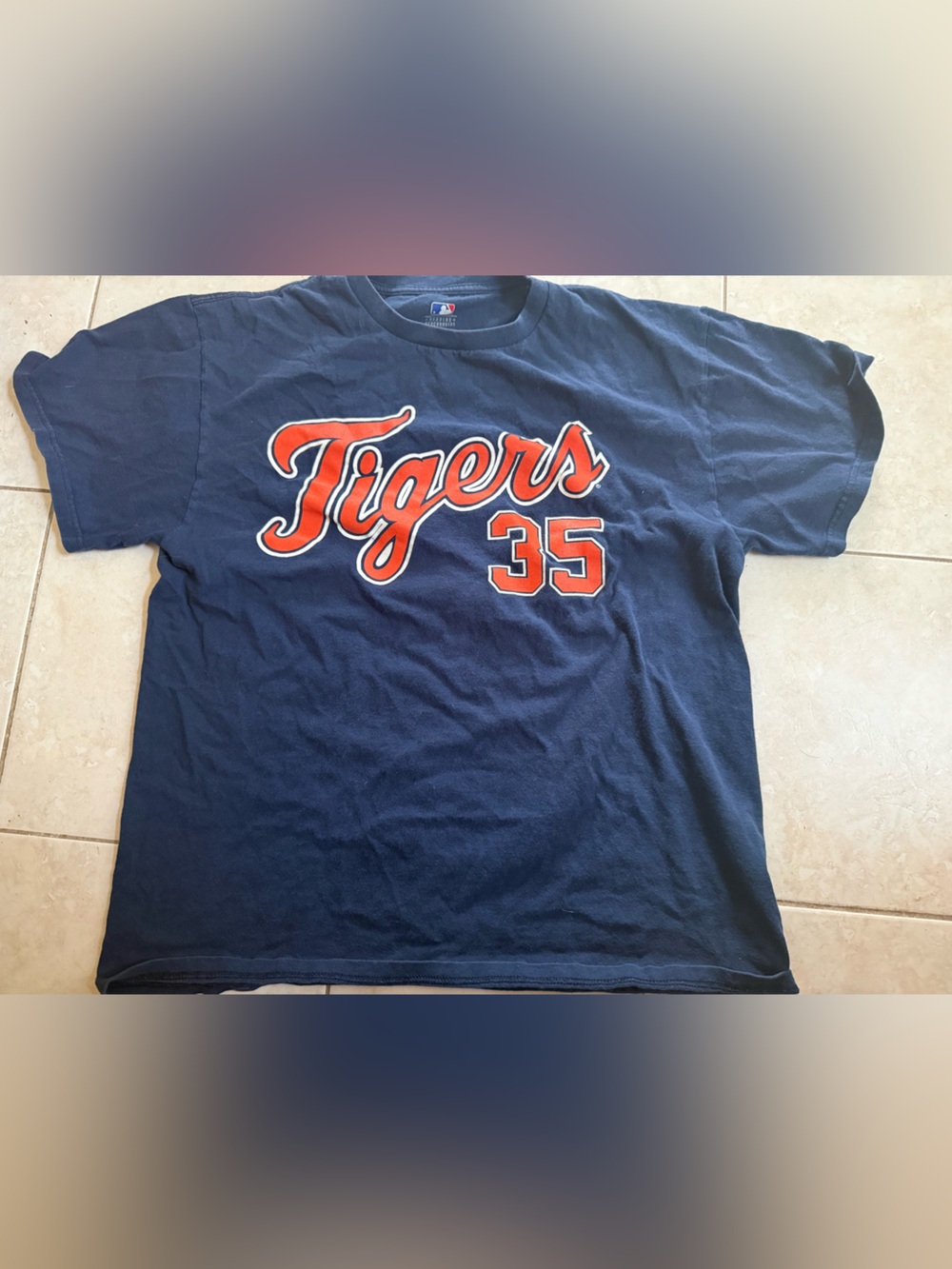 MLB Navy Crewneck‎ Graphic Tee with League Logo Detroit Verlander